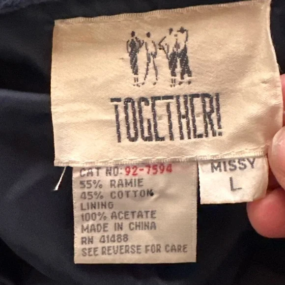 90s Together! Sweater Blue Yellow Knit Embroidered Button Up Cardigan - Picture 10 of 14